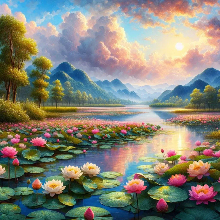 Lotus (PRT-8991-105388) - Canvas Art Print - 60in X 60in