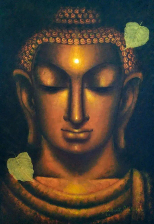 Meditation (ART-16097-105381) - Handpainted Art Painting - 28in X 40in