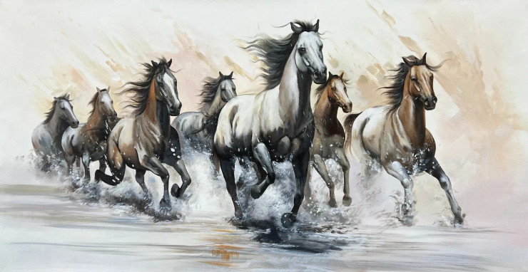 Horse Painting (ART-6706-105452) - Handpainted Art Painting - 48in X 24in