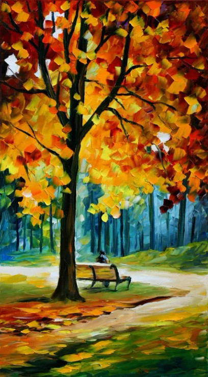 Leonid  Landscapes Tree Yellow (PRT-7809-105454) - Canvas Art Print - 7in X 12in