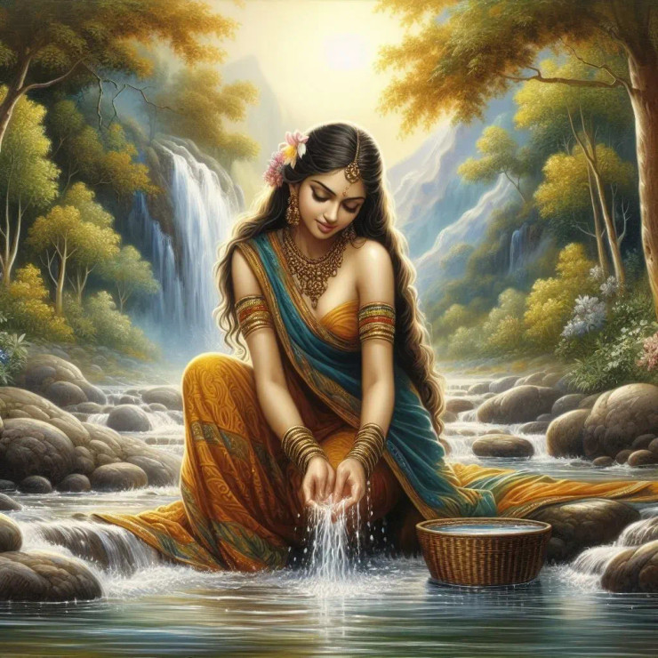 Lady In River 20 (PRT-8991-105504) - Canvas Art Print - 60in X 60in