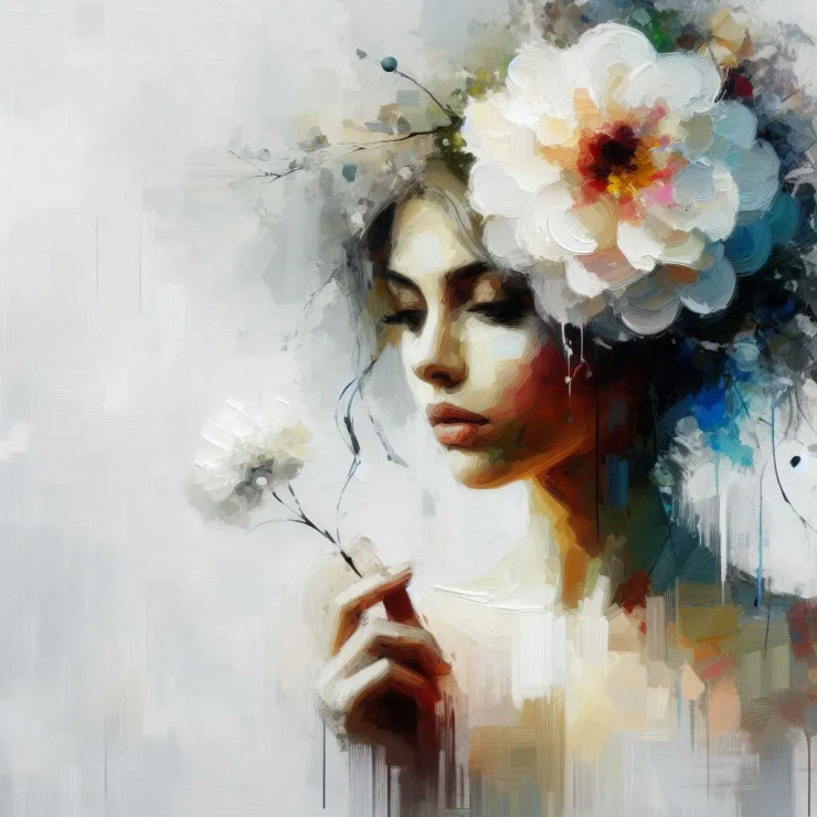 Flower Girl Abstract 5 (PRT-8991-105512) - Canvas Art Print - 60in X 60in