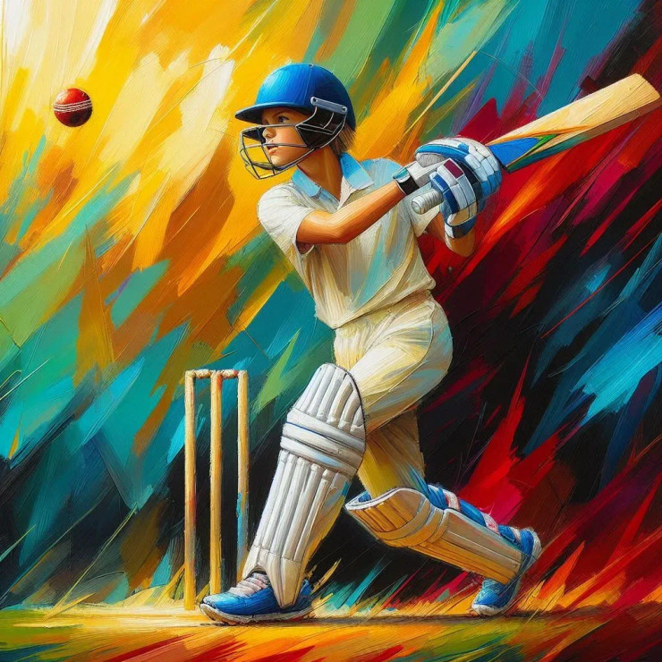 Batsman Boy 3 (PRT-8991-105546) - Canvas Art Print - 60in X 60in