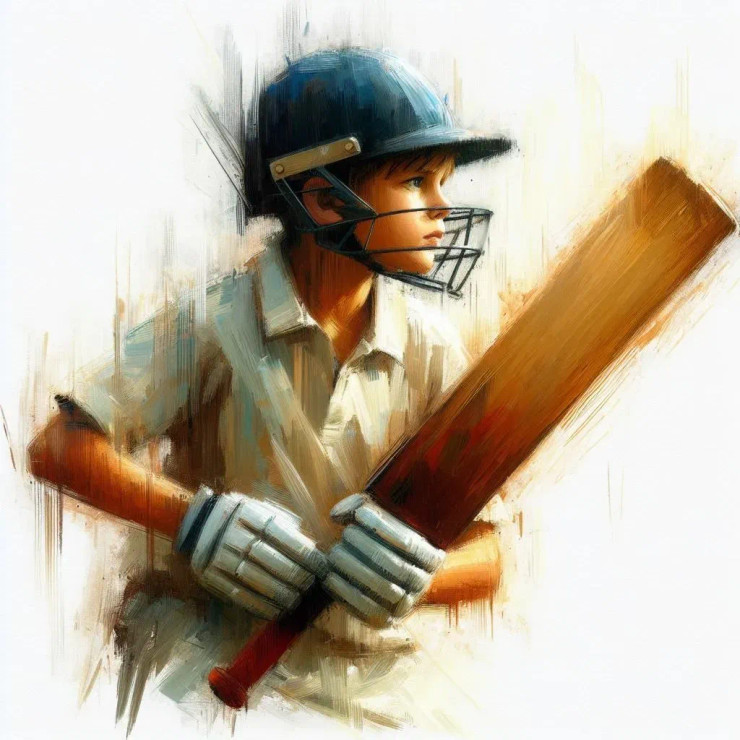 Batsman Boy 2 (PRT-8991-105545) - Canvas Art Print - 60in X 60in