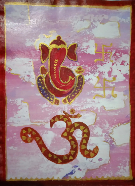 Abstract Ganesha (ART-8875-105514) - Handpainted Art Painting - 11in X 14in