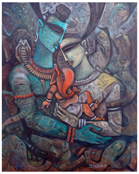 Divine (ART-16124-105617) - Handpainted Art Painting - 33in X 42in