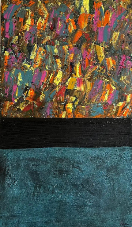 Colors And Life (ART-5105-105631) - Handpainted Art Painting - 18in X 30in