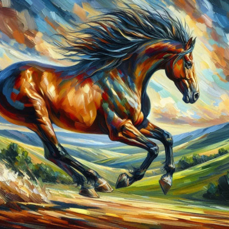 Horse Abstract 4 (PRT-8991-105672) - Canvas Art Print - 60in X 60in