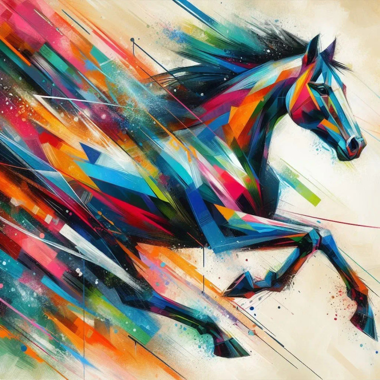Horse Abstract 2 (PRT-8991-105670) - Canvas Art Print - 60in X 60in