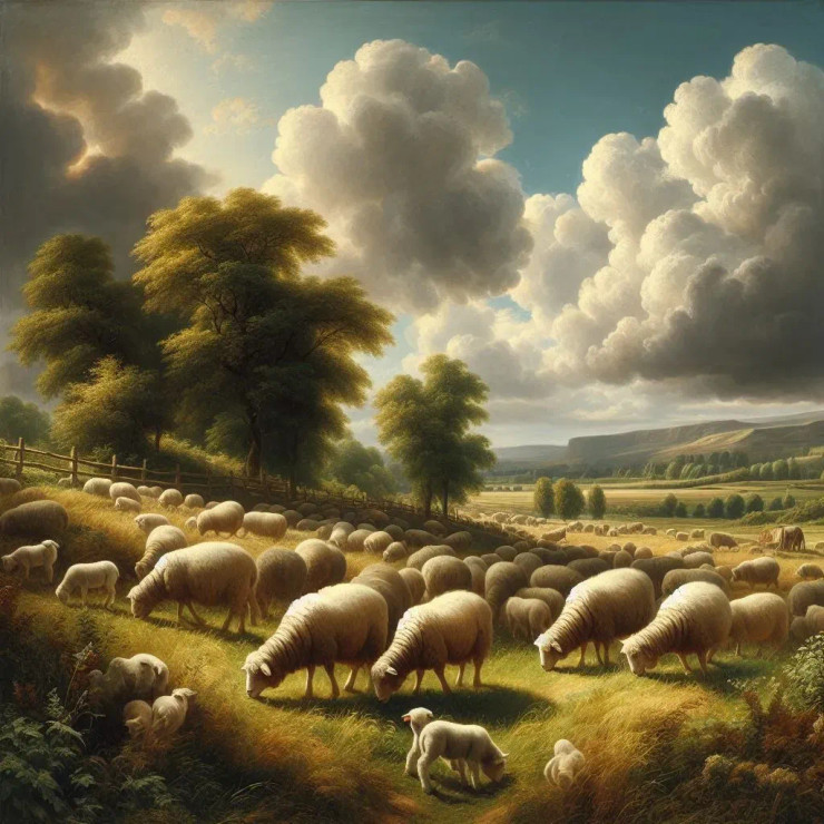 Sheep (PRT-8991-105665) - Canvas Art Print - 60in X 60in