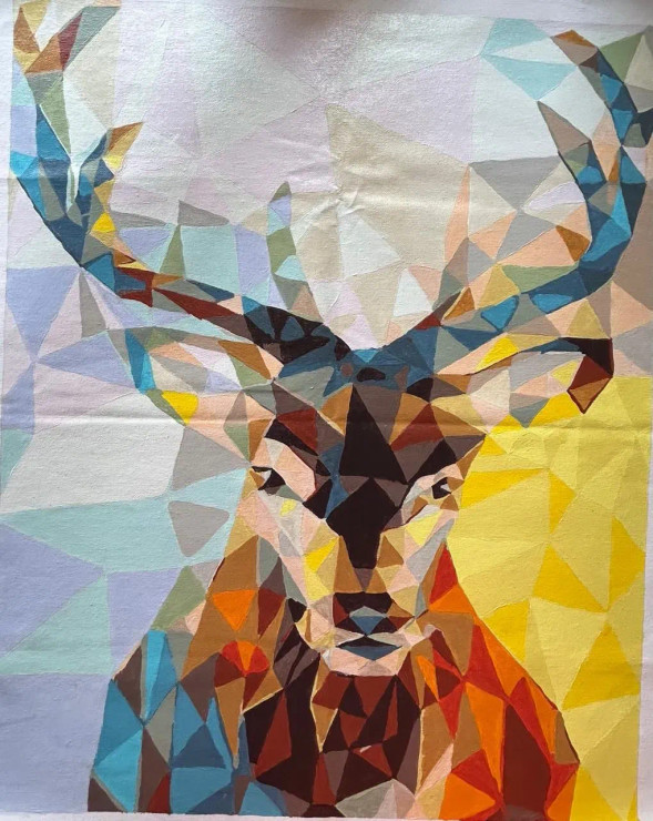 Angular Antler (ART-15669-105687) - Handpainted Art Painting - 16in X 20in