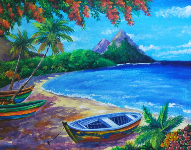 Seascape (ART-1304-105850) - Handpainted Art Painting - 16in X 11in