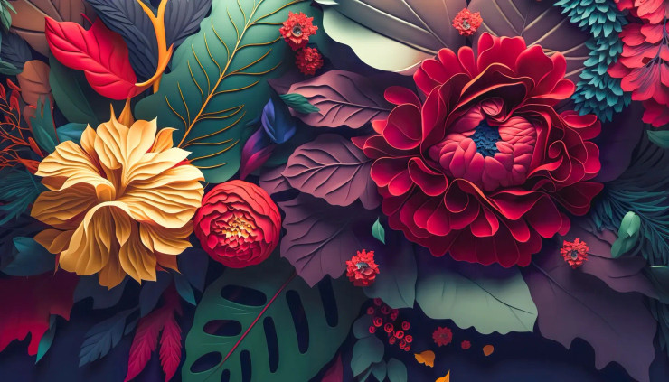Floral Design 9 (PRT-5620-106078) - Canvas Art Print - 30in X 17in