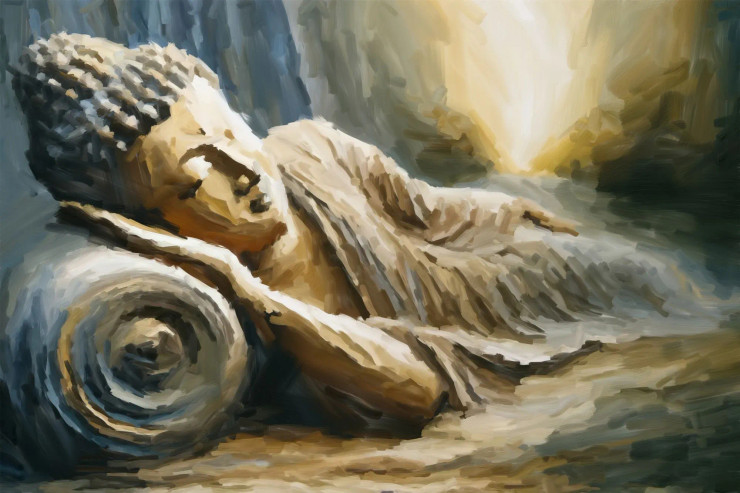 Gautam Buddha In A Serene Meditative Slumber (PRT-15697-106059) - Canvas Art Print - 42in X 28in
