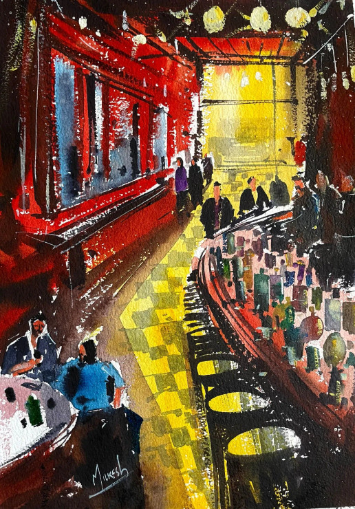 Bar 3 (ART-8987-106202) - Handpainted Art Painting - 10in X 15in