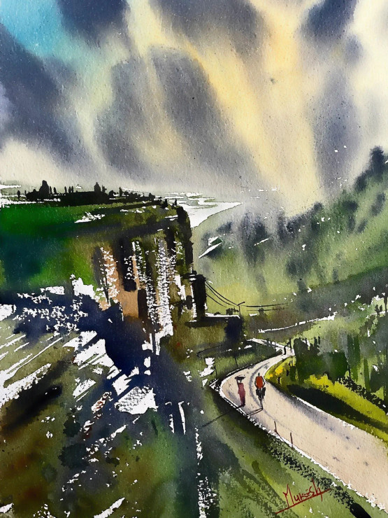 Hill Roads (ART-8987-106214) - Handpainted Art Painting - 10in X 15in