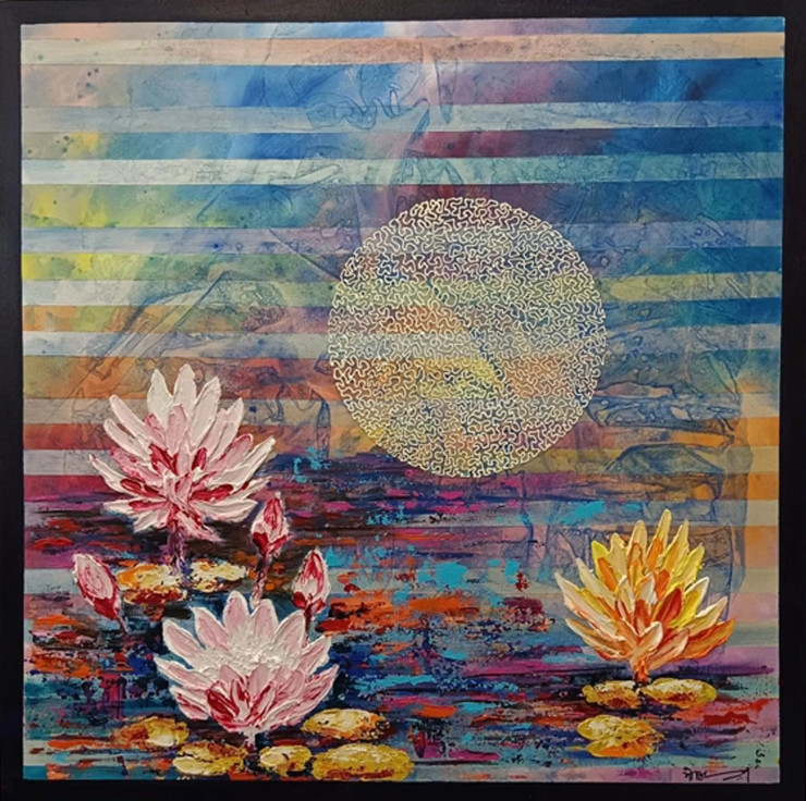 Water Lily (ART-7431-106188) - Handpainted Art Painting - 30in X 30in