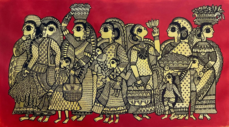 Panchami (ART-8725-106285) - Handpainted Art Painting - 41in X 23in