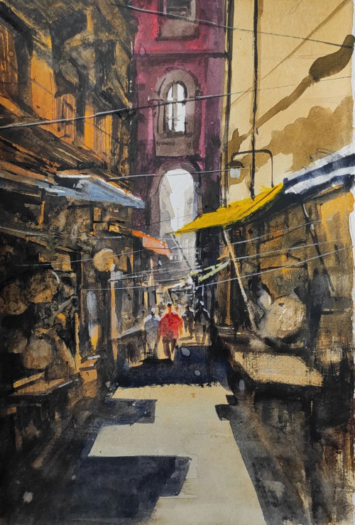 Market (PRT-7901-106332) - Canvas Art Print - 16in X 24in