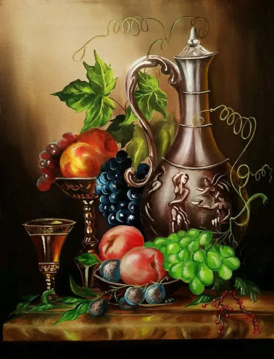 Still Life (ART-16228-106364) - Handpainted Art Painting - 12in X 16in