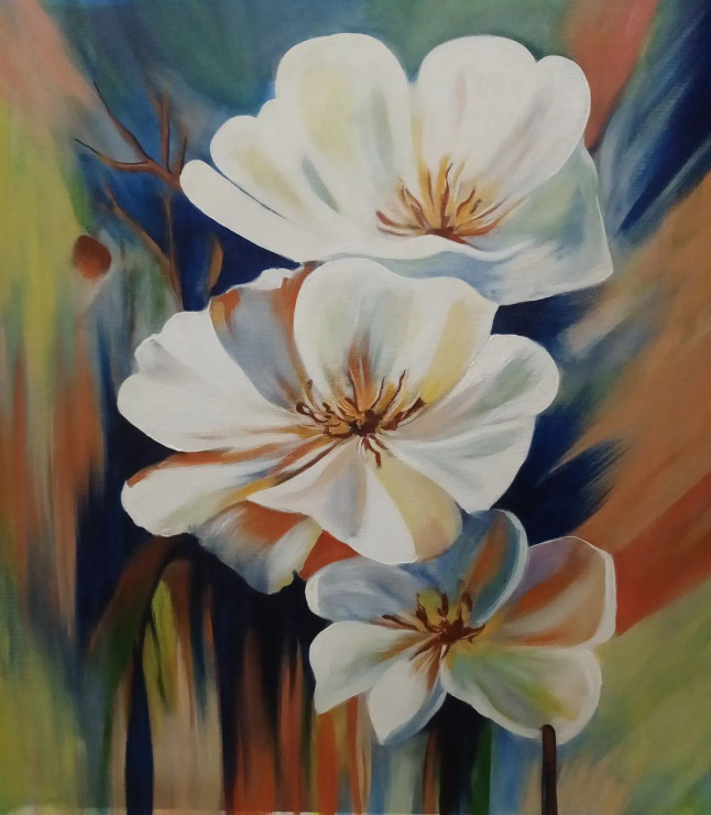 Flower Painting (ART-7699-106515) - Handpainted Art Painting - 24in X 24in