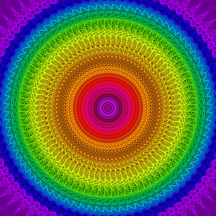 Digital Mandala Art - Radiant Harmony (PRT-16330-106534) - Canvas Art Print - 24in X 24in