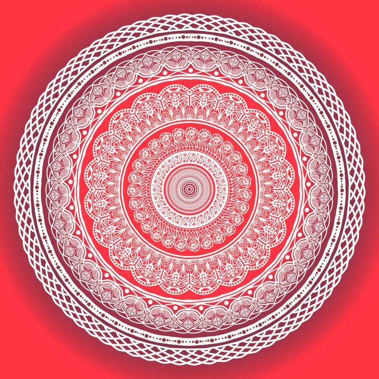 Woven In Crimson - Mandala Digital Art (PRT-16330-106556) - Canvas Art Print - 24in X 24in