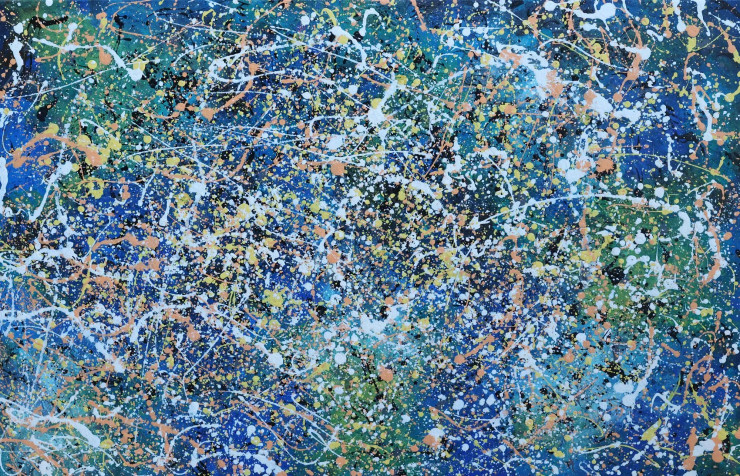Dancing With Colors - A Nod To Pollock (ART-16299-106531) - Handpainted Art Painting - 31in X 21in