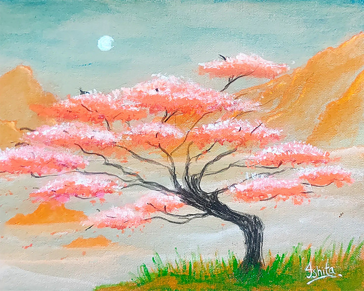 Cherry Blossom (PRT-16330-106568) - Canvas Art Print - 18in X 15in