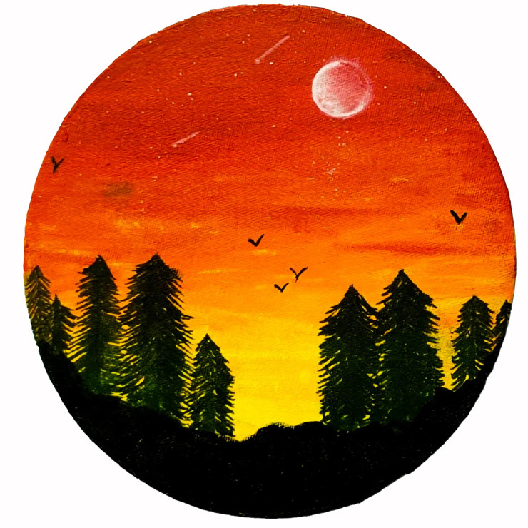 Sunset (PRT-16330-106614) - Canvas Art Print - 12in X 12in
