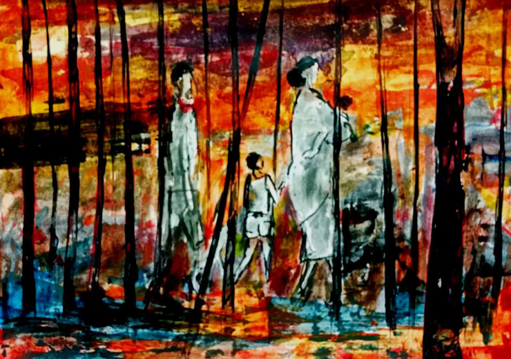 Come Back Home (ART-4854-106771) - Handpainted Art Painting - 18in X 12in