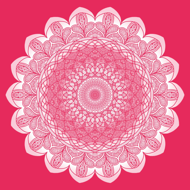 Mandala Art - Inner Bloom - Pink (PRT-16330-106990) - Canvas Art Print - 24in X 24in