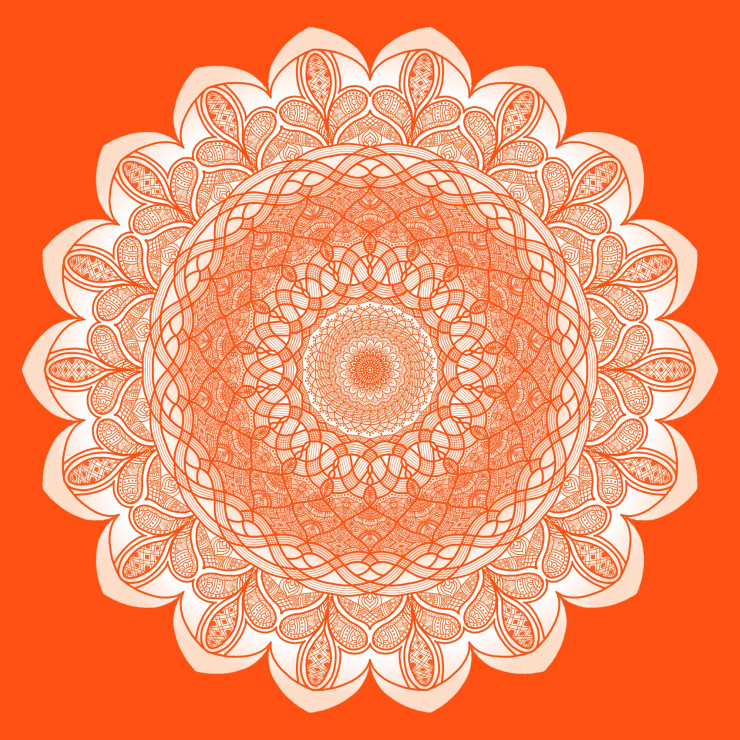 Mandala Art - Inner Bloom - Ornage (PRT-16330-106986) - Canvas Art Print - 24in X 24in