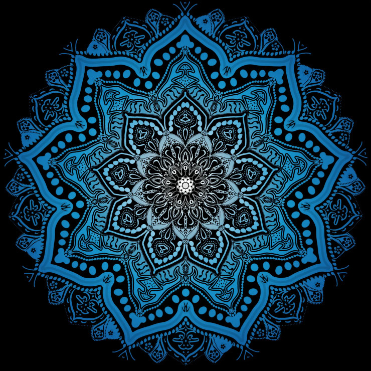 Soul's Sanctuary - Mandala Art - Blue (PRT-16330-107219) - Canvas Art Print - 36in X 36in