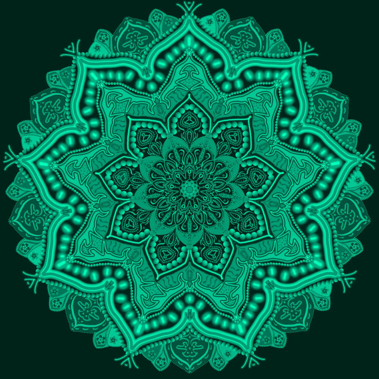 Soul's Sanctuary - Mandala Art – Green (PRT-16330-107222) - Canvas Art Print - 24in X 24in
