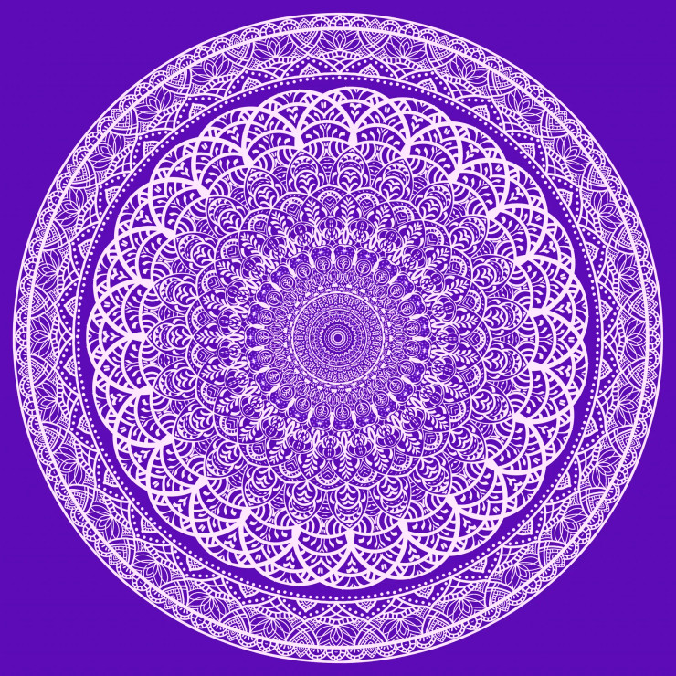Threads Of Wyrd - Mandala Art - Purple (PRT-16330-107171) - Canvas Art Print - 24in X 24in