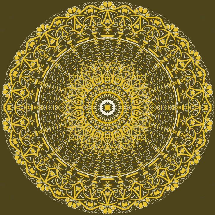 Echoes From Eden - Mandala Art - Ochre (PRT-16330-107215) - Canvas Art Print - 24in X 24in