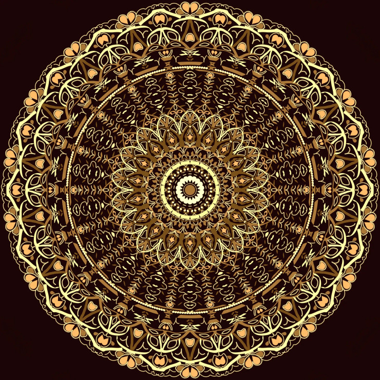 Echoes From Eden - Mandala Art - Brown (PRT-16330-107216) - Canvas Art Print - 24in X 24in