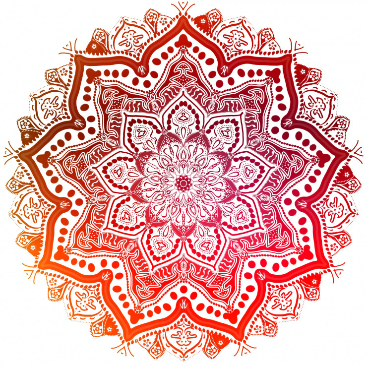 Soul's Sanctuary - Mandala Art – Maroon & Red (PRT-16330-107225) - Canvas Art Print - 24in X 24in