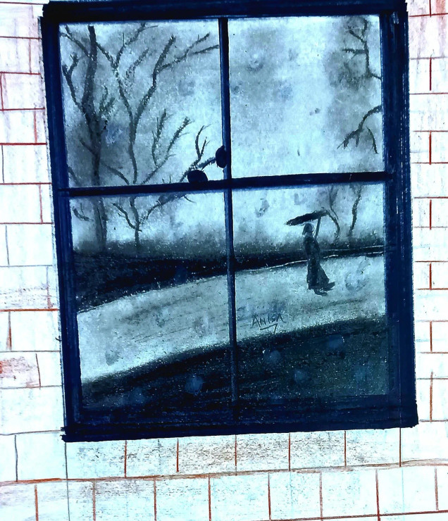 Across The Window (PRT-16419-107180) - Canvas Art Print - 36in X 42in