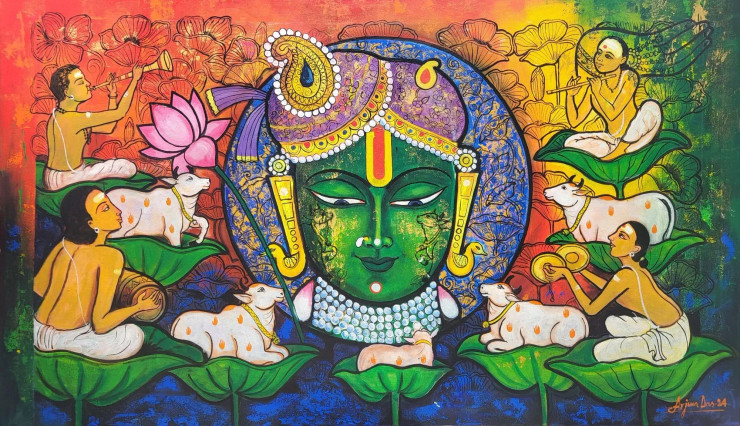 SHRI NATHJI 2 (ART-82-107304) - Handpainted Art Painting - 60in X 36in