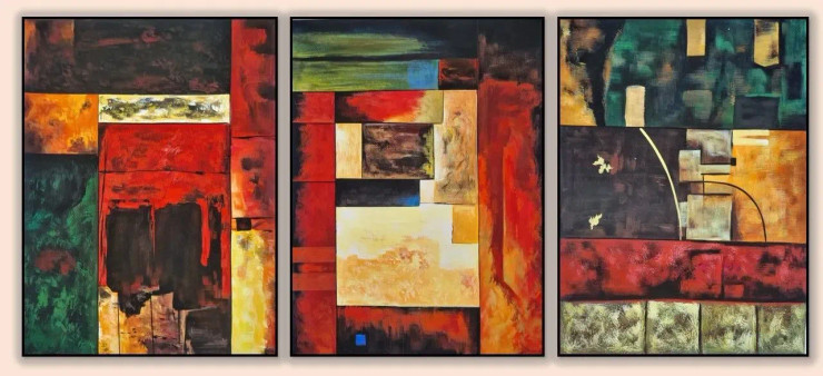Abstract Painting (ART-3319-107432) - Handpainted Art Painting - 72in X 32in