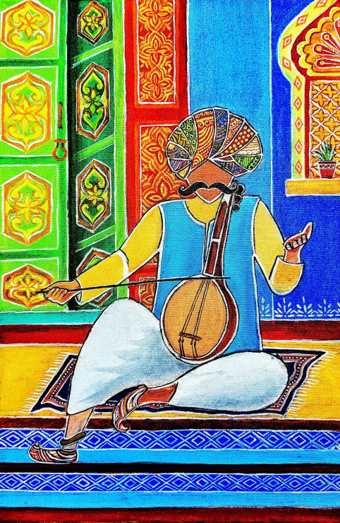 Euphoric Streets Of Rajasthan (ART-5261-107512) - Handpainted Art Painting - 12in X 18in