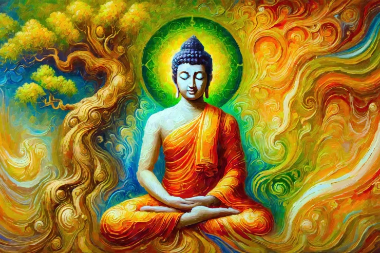 Buddha's Path To Peace And Enlightenment (PRT-15697-107497) - Canvas Art Print - 36in X 24in