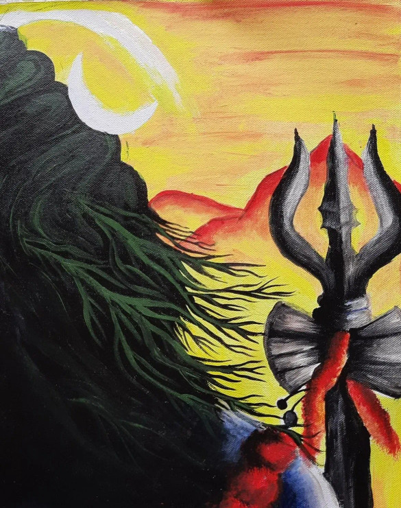 Mahadev (ART-16506-107679) - Handpainted Art Painting - 12in X 16in