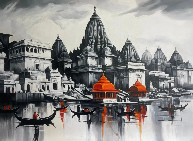 Ghat Paintings (ART-3319-107751) - Handpainted Art Painting - 36in X 24in