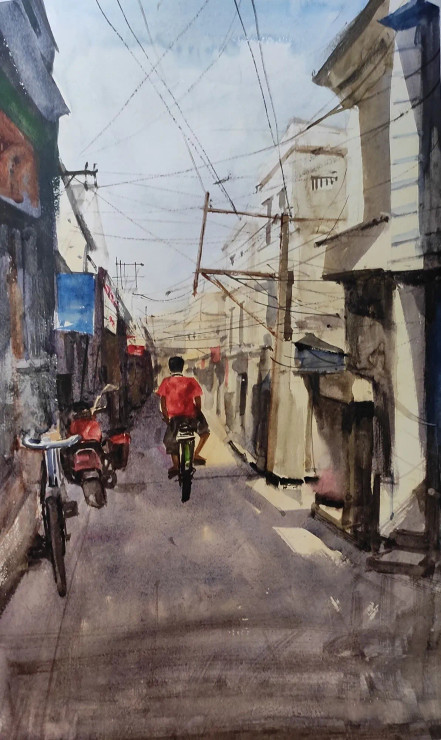 Street (PRT-7901-108181) - Canvas Art Print - 14in X 24in