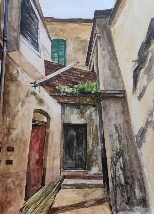 Architecture (ART-7901-108253) - Handpainted Art Painting - 12in X 16in