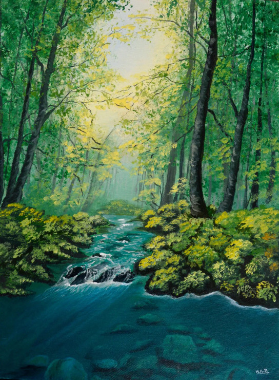 Forest River (PRT-7844-108362) - Canvas Art Print - 22in X 30in