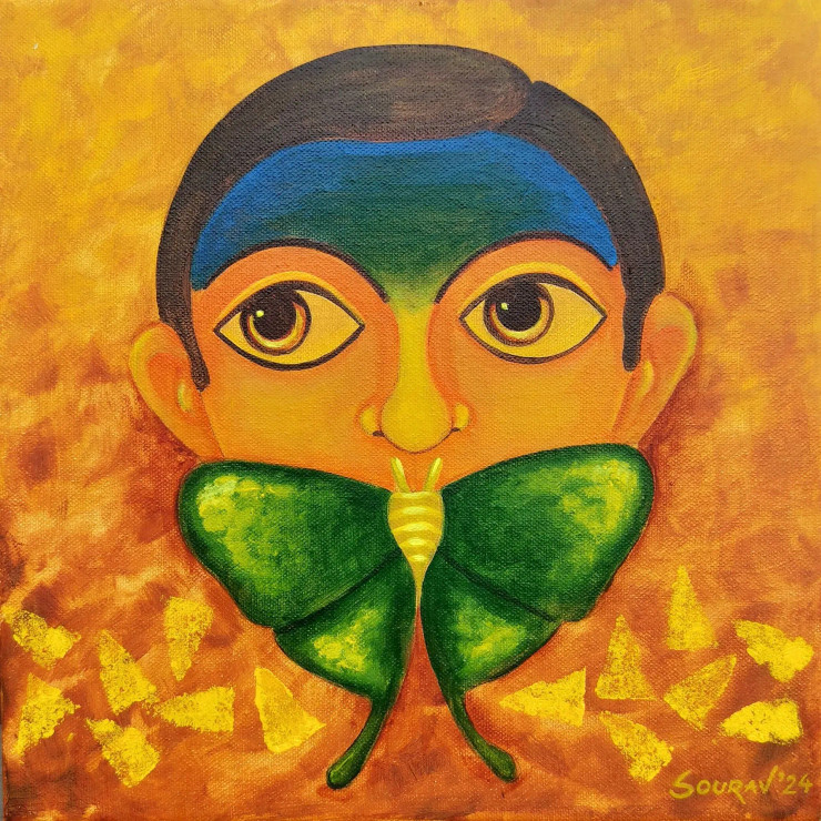 Secrets In Silence (ART-15181-108371) - Handpainted Art Painting - 12in X 12in